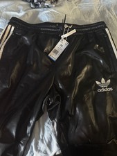 adidas black track pants 2XL New Chile Wet Look Rare
