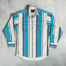 Wrangler Brushpopper Western Shirt 15 1/2-33 Pearl Snap Striped Vintage Cowboy