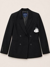 Scoop Women s XS Black Soot Double Breasted Crepe Blazer