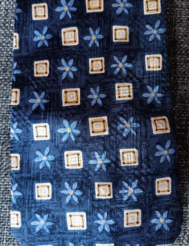 Dress Tie 70s 80s 90 Y2K Mens Todays Man Blue flowers squares 57 inches - Picture 4 of 5