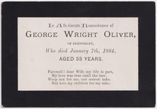 Victorian In Memoriam Card George Wright Oliver Skendelby Lincolnshire Died 1884