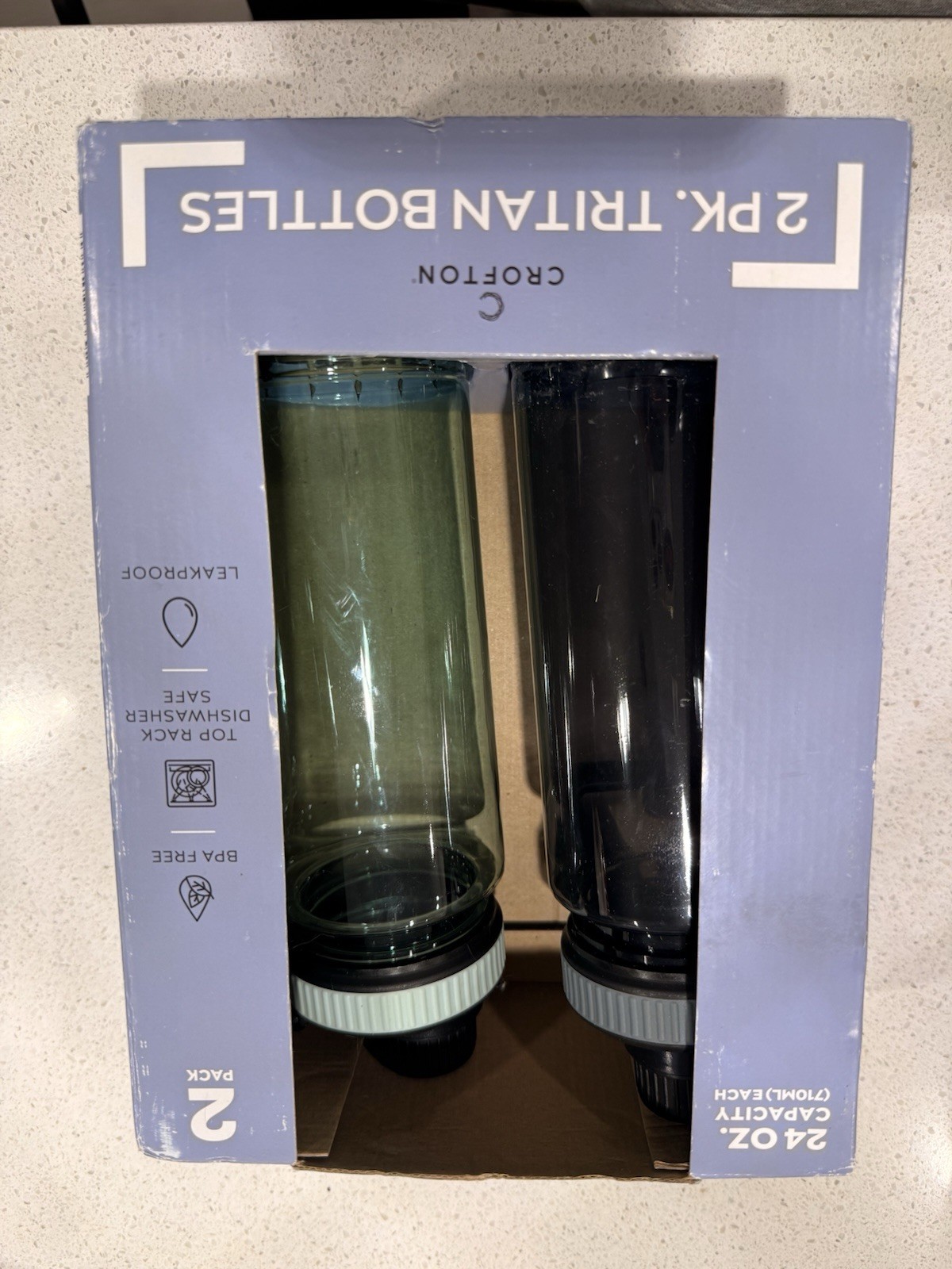 Crofton 2 Pack Tritan Water Bottles 24oz BPA Free Leakproof NEW