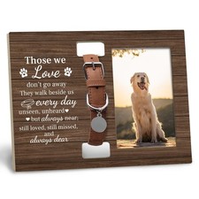Dog Cat Pet Memorial Picture Frame with Collar Holder, Pet Cat Dog Memorial L...