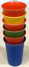 Set of 6 Vintage Tupperware 109 Bell Tumblers/Drinking Cups 6 OZ Primary Colors