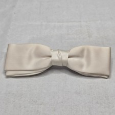 Vintage Ivory Off White Bow Tie Clip On Rust Resistant Satin Mens Tuxedo 1950s