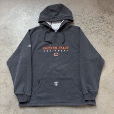 Vintage Reebok Chicago Bears NFL Equipment Team Hoodie Gray Pullover Size XL