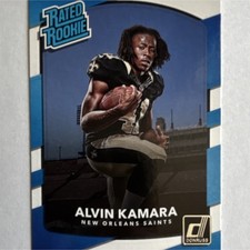 Panini Donruss Rated Rookie Alvin Kamara New Orleans Saints Football Card #349. rookie card picture