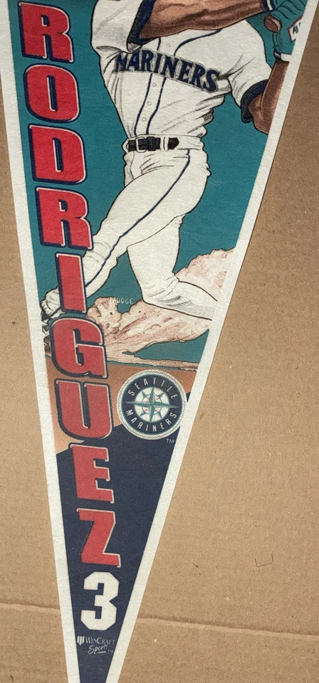 Banderín de fieltro vintage de los Seattle Mariners Alex Rodríguez MLB 1997 Foto 2 de 4