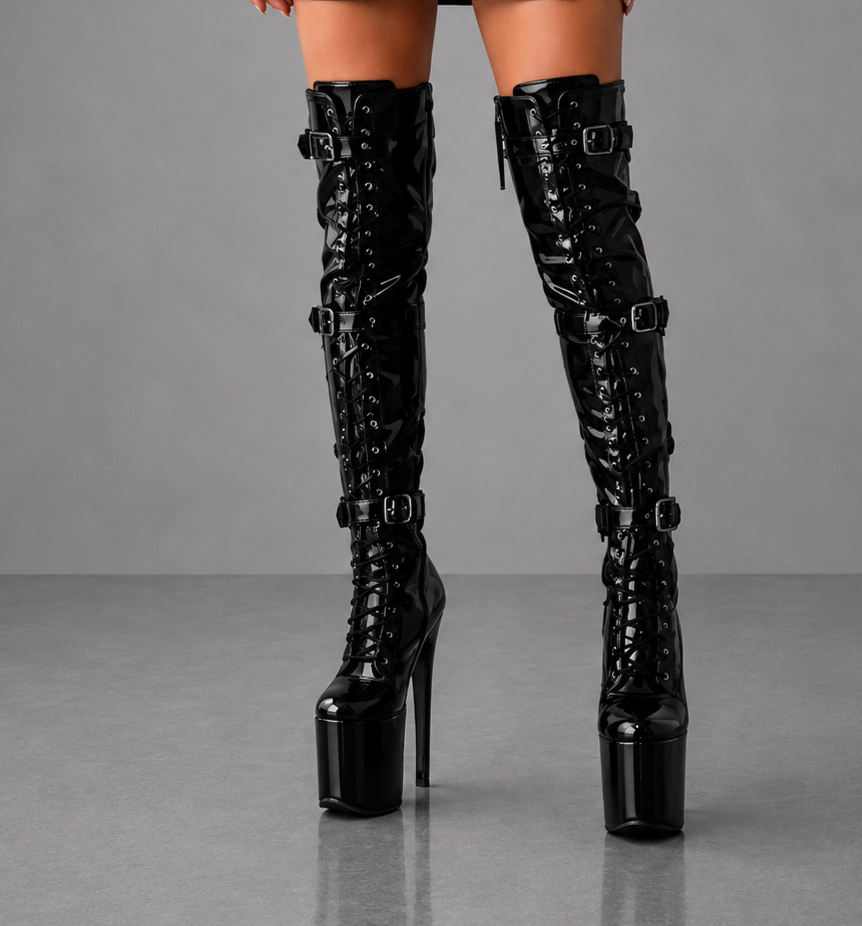 専用ページ8 Flamingo 3028 Triple Buckle Thigh High Platform Torment Boots