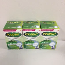 LOT OF 3 POLIDENT 3 Minute Denture Cleanser Tablets - 120 Count/each EXP 09/2026