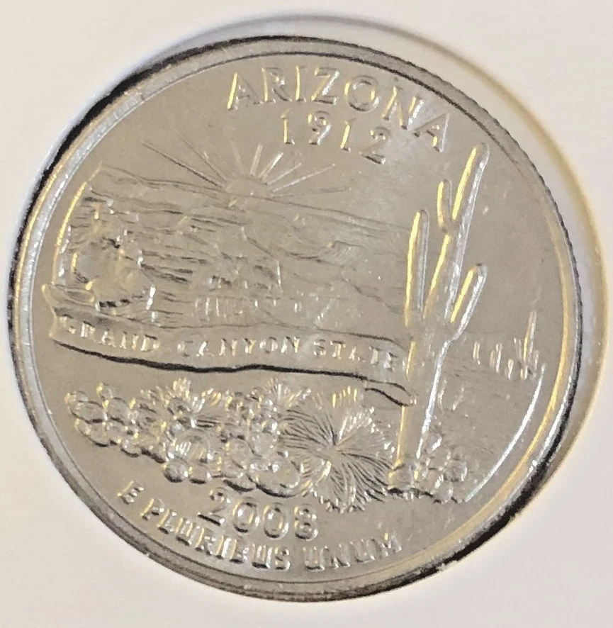 2008-P Arizona Statehood Quarter, Extra Cactus Leaf Die Crack, GEM UNC - Image 2 of 4