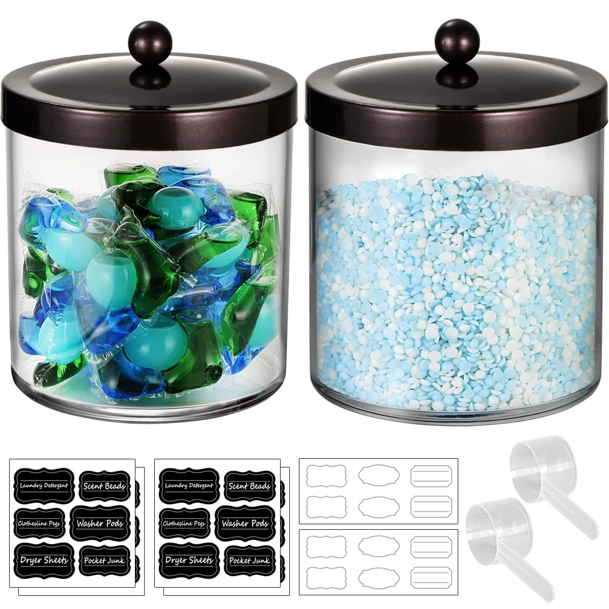 2 Pack 50oz Large Apothecary Jar with Bronze Rust-Proof Lid - Shatterproof Pl...