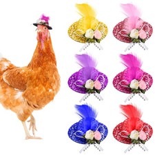 6 Pieces Chicken Hats for Small, black, blue, purple, red, pink, rose red