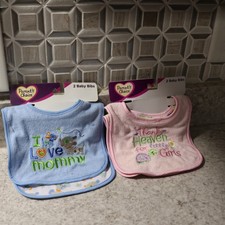 Parent's Choice Infant Bibs 4-Pack Terry Cloth Embroidered For Infant Girls