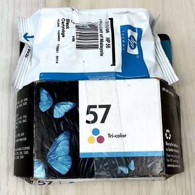 2pk Genuine HP 56 Black C6656AN 57 Tri-Color C6657AN INK CARTRIDGES Exp2015 NEW