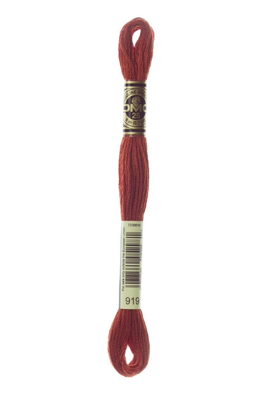 8 METER STRANDED COTTON CROSS STITCH THREAD DMC SHADE 919 RED COPPER