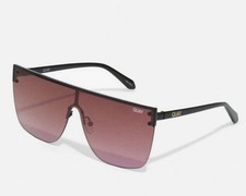 Quay Australia Blocked Oversized Shield Sunglasses Rimless Black Berry Pink