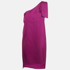 Stella McCartney Burgundy Pink Satin One Shoulder Mini Dress S