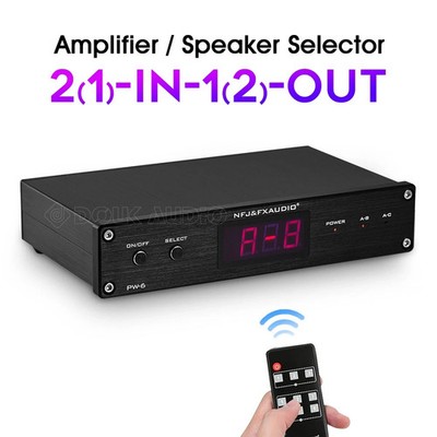 2-Way Stereo Audio A/B Spiltter Speaker Amplifier Switcher Box Selector Remote