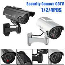1/2/4x Dummy Security Camera Solar Powered CCTV Surveillance Bullet Cam Fake LED