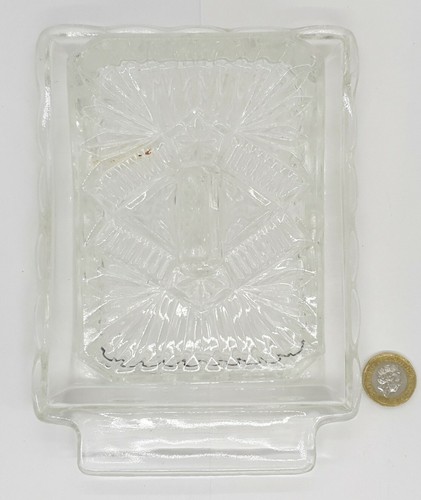 Vintage Large Clear Pressed Glass Cheese Dish With Lid,Handle/Knife Rest F/P&P - Picture 10 of 17