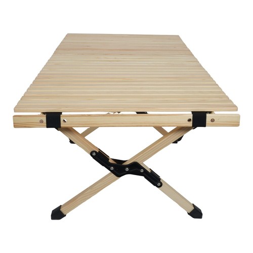 Large Sizes Foldable Picnic Table, Natural Beech Wood Camping Table with X-Frame - Picture 4 of 15
