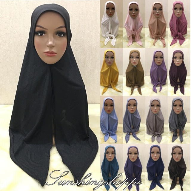 Middle East Amira Headscarf Women Muslim One Piece Hijab Long Scarf 