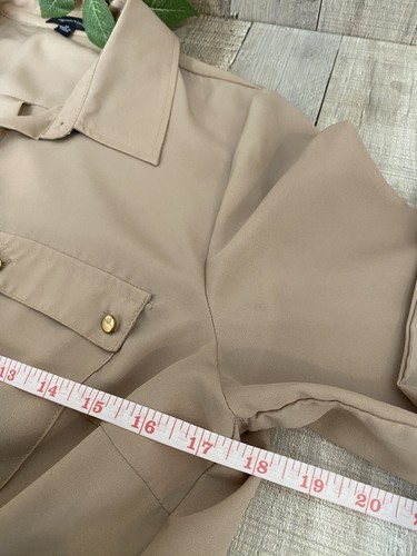 SPENSE Hemdblusenkleid transparent hellbraun Rollriegelärmel leicht Knopfleiste Gr. 14 klassisch - Bild 7 von 12