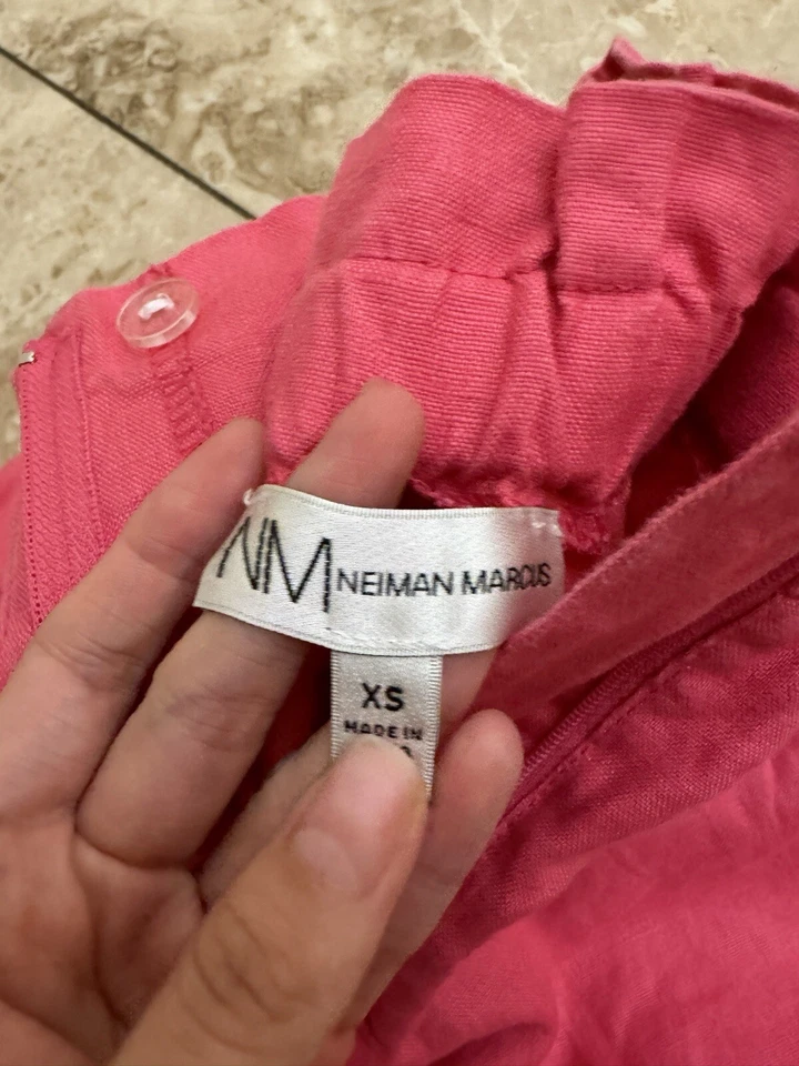 Neiman Marcus Pink Shorts With Pockets And Zipper 100% Linen Size XS - Image 4 of 4