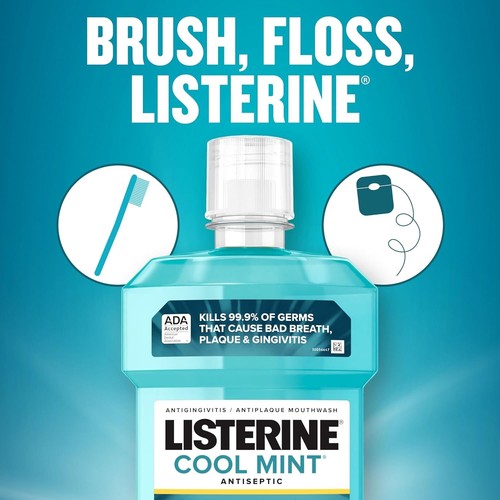 Listerine Cool Mint Mouthwash x 6 Pack Plaque and Gingivitis 250ml 8.5 Oz - Picture 2 of 5