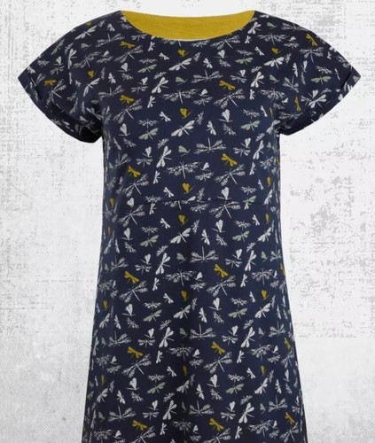 Ex Weird Fish Women’s SS Florida Organic Cotton Jersey Dress in Navy - Picture 4 of 4