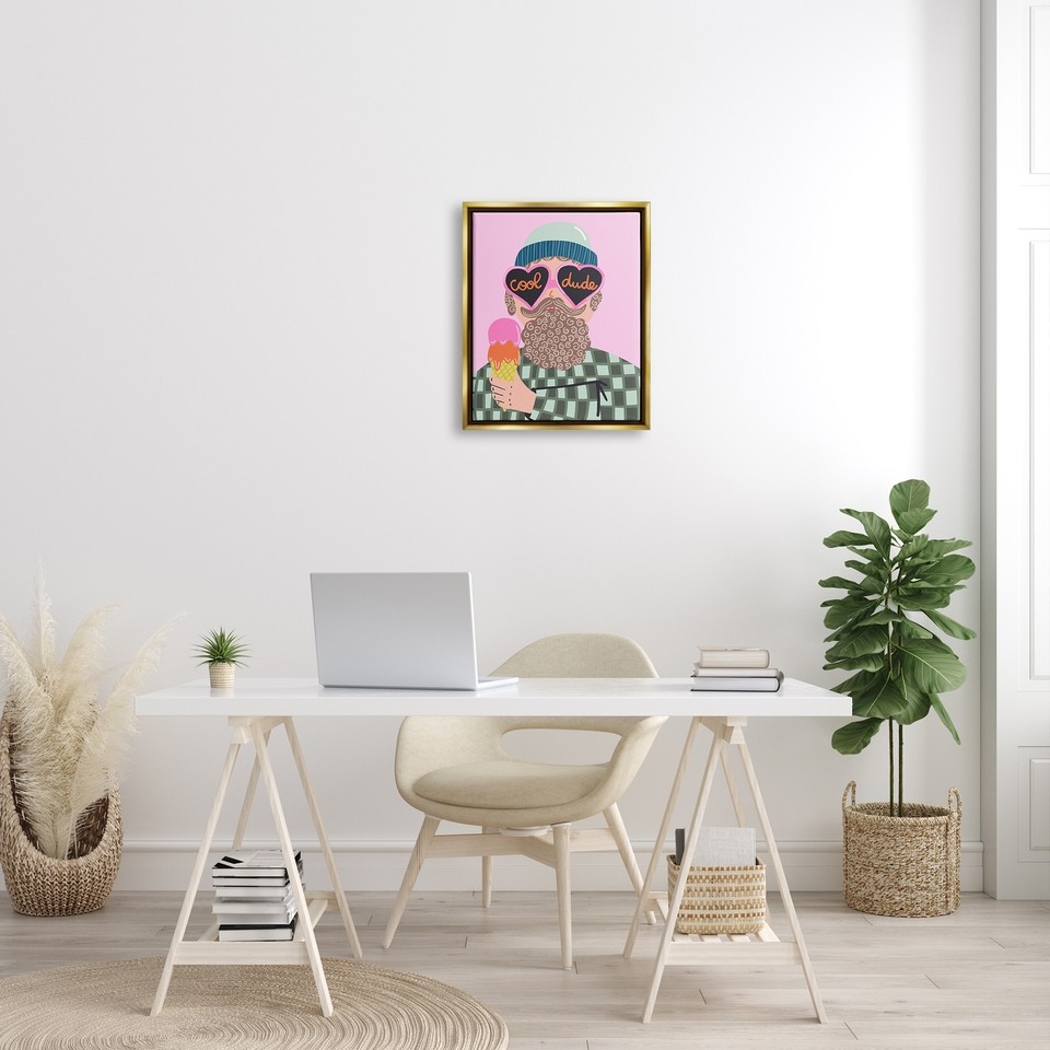 Stupell Cool Dude Whimsical Man Checkered Pattern Ice Cream eBay