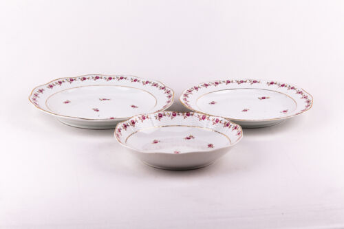 HEREND VIENNA ROSES 3 BIG PLATES Vintage Porcelain ca. 1900, RARE! (P065) - Picture 3 of 12