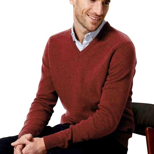 FINE LAMBSWOOL V-NECK RUSSET JUMPER | eBay