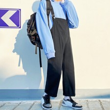 Men Denim Bib and Brace Work Pants Loose Dungarees Overalls Jumpsuit Trousers