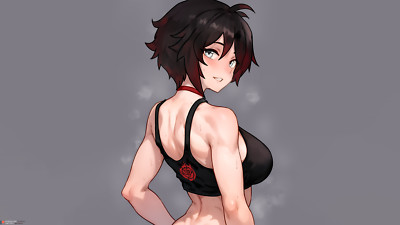 Anime bluefield rwby ruby rose short hair dark looking Playmat Gaming Mat Desk