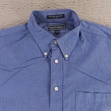 Paul Fredrick Shirt Mens XL 17 35 Blue Geometric 100 Cotton Twill Button Up