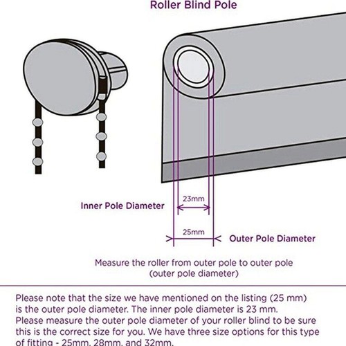 25mm Curtain Roller Blind Replacement Repair Roller K3 W3F8 Roller Blind W0O5 - Picture 10 of 10