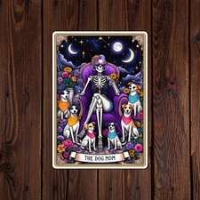 Tarot card sticker vinyl decal the dog mom skeleton novelty laptop mug