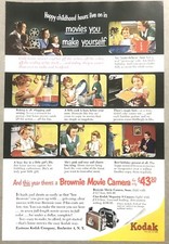 Vintage 1952 Original Print Ad Full Page - Kodak Brownie Movie Camera