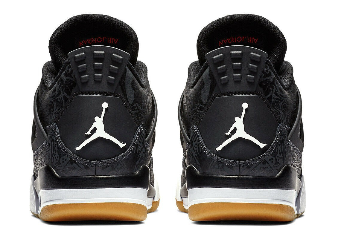 NIKE AIR JORDAN 4 RETRO LASER BLACK/GUM AUTHENTIC Sz 10 1 3