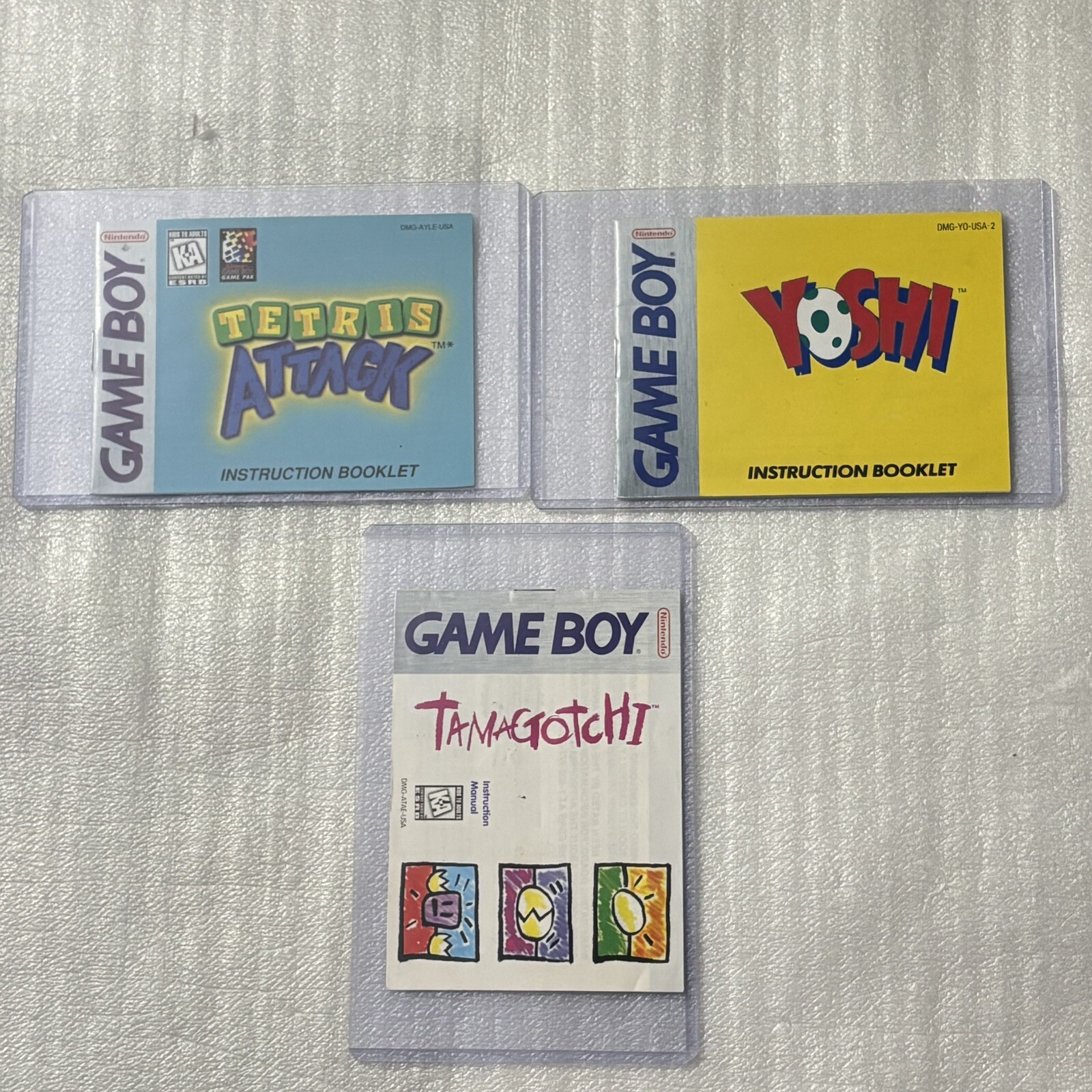 3 Game Boy Manuals Bundle - Yoshi, Tamagotchi, Tetris Attack