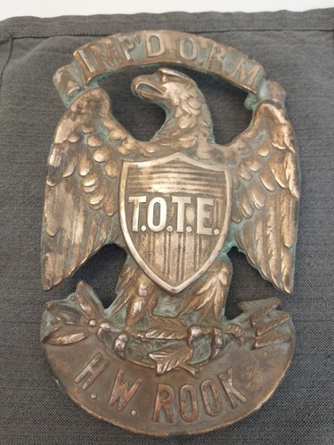 IMP'D O.R.M. (T.O.T.E.) Vintage Brass Eagle Marker 12" x 7 1/2"