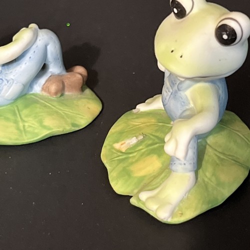 3- vintage homco porcelain frogs on Lillypad figurines - Picture 10 of 12