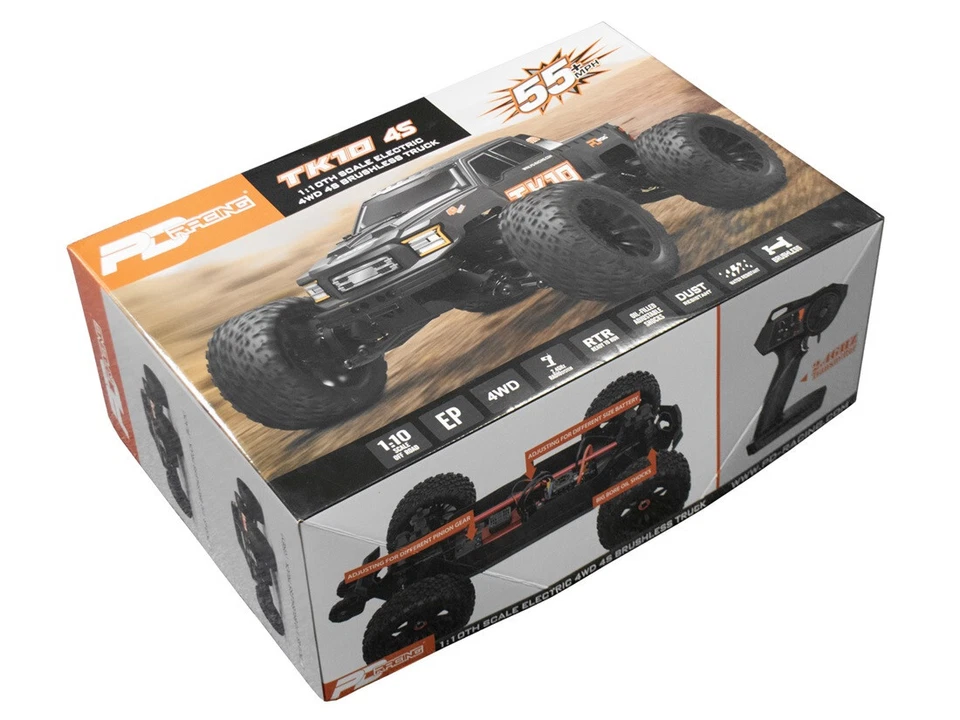 PD Racing TK10 BRUSHLESS Monster Truck 1:10 BLACK RC Car (55Mph on 4S) PD860R - Image 3 of 4