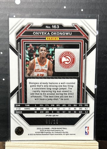 2022-23 Panini Prizm - Gold Prizm #163 Onyeka Okongwu /10 - Picture 2 of 2