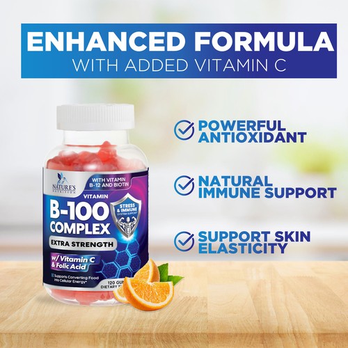 Super B Complex Gummy with Vitamin C, Folic Acid, Extra Strength Vitamin B Gummy - Picture 7 of 10