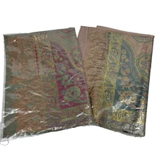 Set 2 New Paisley Metallic pink Pashmina Shawl Wrap Scarf Evening Party Feminine