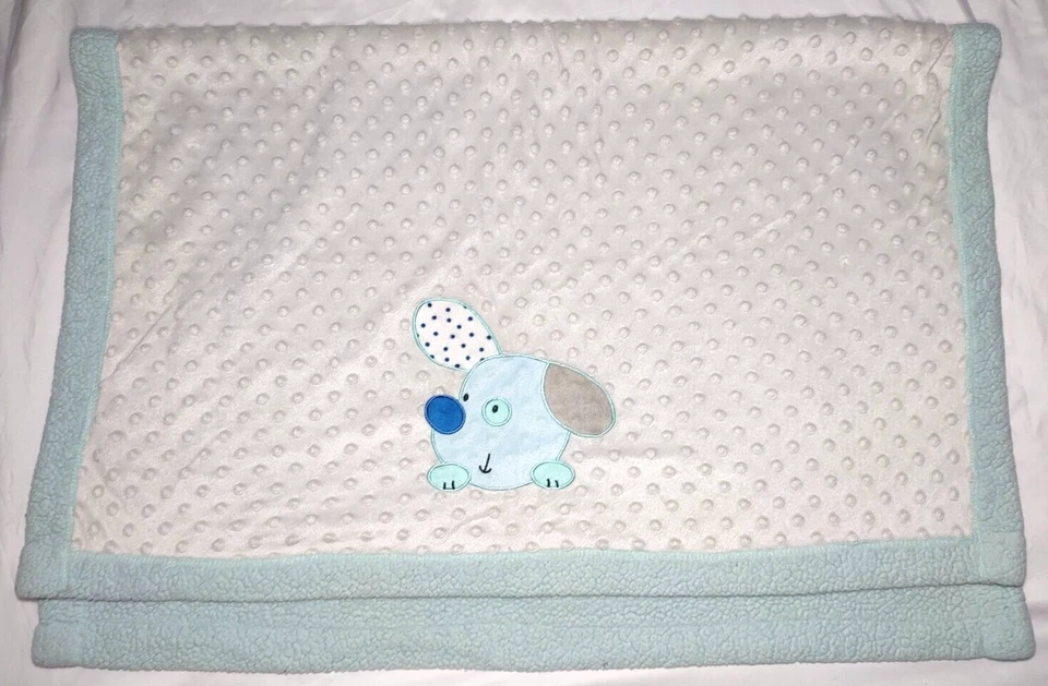 Vitaminas Bebé Cachorro Perro Manta Azul Sherpa Gris Minky Dot Lovey Boy Aqua Foto 2 de 3