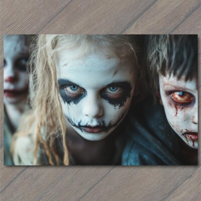 Art Print Child with Scary Pumpkin Creepy Halloween Horror Theme Evil Spooky Fun